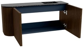 Mondiaz Joya DLux 90cm toiletmeubel ronding links walnut met wastafel faye rechts zonder kraangat lava