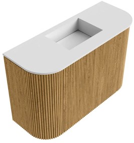 Mondiaz Joya 65cm toiletmeubel ronding links/rechts oak met wastafel faye midden zonder kraangat talc