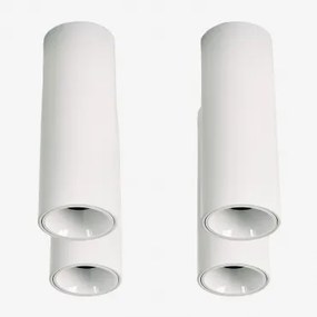 Pack Van 4 Ronde Led-opbouwplafondlampen Ø7,2 Cm Voor Buiten In Aluminium Luisiana Wit & Neutraal Wit 3500k & 10 W & 23º - Sklum