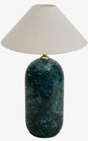 Tafellamp Van Natuurlijk Steen Yalvira Groen Marmer Udaipur & Wit Mat Ø35 Cm - ↑15 Cm Graciela - Sklum