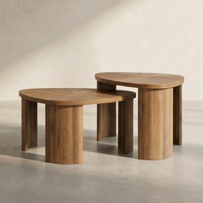 Driehoekige Salontafels Van Teak - 69 X 49cm.