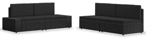 vidaXL 4-delige Loungeset poly rattan zwart