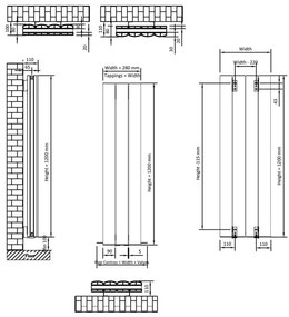 Eastbrook Guardia radiator 30x120cm aluminium 960W grijs mat