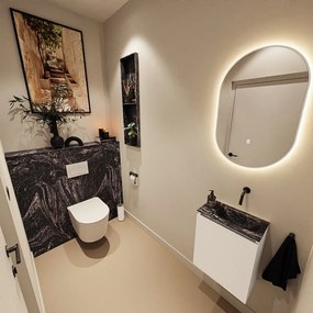 Mondiaz Ture DLux toiletmeubel 40cm talc met wastafel lava rechts zonder kraangat