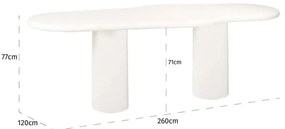 Richmond Interiors Bloomstone Witte Eettafel Organisch Beton - 260 X 110cm.