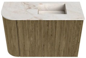 Mondiaz Joya DLux 60cm toiletmeubel ronding links dusk met wastafel faye rechts 1 kraangat frappe