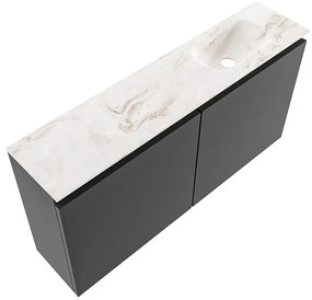 Mondiaz Ture DLux toiletmeubel 100cm dark grey met wastafel frappe rechts zonder kraangat