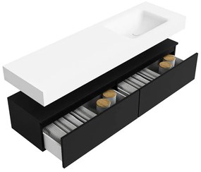 Zaro Alan badmeubel 160cm urban 2 lades met vrijhangende wastafel cloud rechts zonder kraangat talc