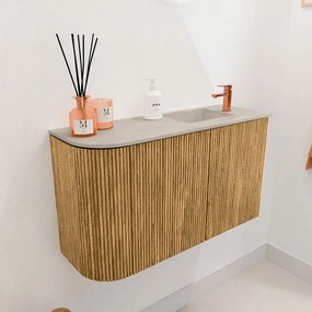 Mondiaz Joya DLux 70cm toiletmeubel ronding links oak met wastafel faye rechts 1 kraangat opalo