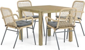 Tuinset 4 personen 90 cm Aluminium/Rope Taupe De Laan Projects