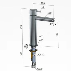 Hotbath Cobber hoge wastafelkraan met rechte uitloop verouderd messing