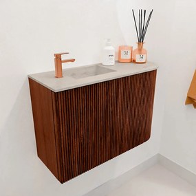 Mondiaz Joya DLux 60cm toiletmeubel ronding rechts ruby met wastafel faye links 1 kraangat opalo