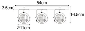 Industriële Spot / Opbouwspot / Plafondspot zwart langwerpig verstelbaar 3-lichts - Emado Industriele / Industrie / Industrial GU10 Binnenverlichting Lamp