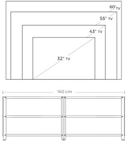 Nancy's Garfield Tv Meubel - Tv Meubels - Tv Kast Industrieel - Salontafel - Bruin/Zwart - 160 x 39.2 x 50 cm (L x B x H)