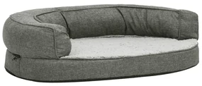 vidaXL Hondenbed ergonomisch linnen-look 90x64 cm fleece grijs