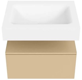 Zaro Alan badmeubel 60cm sand 1 lade met vrijhangende wastafel cloud midden zonder kraangat talc