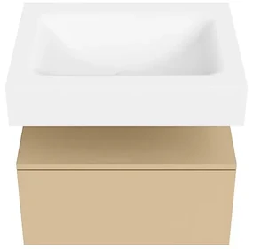 Zaro Alan badmeubel 60cm sand 1 lade met vrijhangende wastafel cloud midden zonder kraangat talc