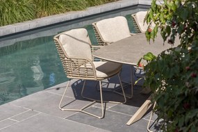 4 Seasons Outdoor Fabrice tuinset latte met Prado tafel met keramisch blad in barrelvorm 240 x 105 cm  Tuinset    beige weerbestendig