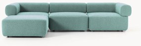 Modulaire bouclé bank Anton (4-zits) met poef (links/rechts