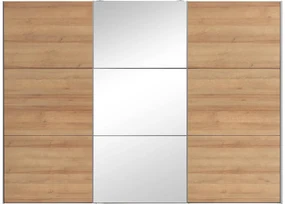 Goossens Kledingkast Easy Storage Sdk, 303 cm breed, 220 cm hoog, 2x 3 paneel schuifdeuren en 1x 3 paneel spiegel schuifdeur midden