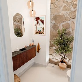Mondiaz Joya DLux 125cm toiletmeubel ronding links/rechts ruby met wastafel faye midden 1 kraangat lava