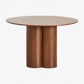 Ronde Eettafel Ø120 Cm In Fineer En Mdf Athena Walnootfineer - Sklum
