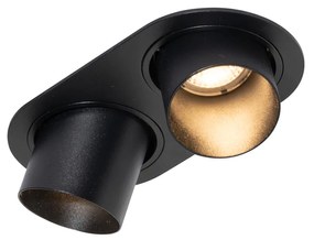 Afgeronde inbouwspot zwart GU10 50mm 2-lichts - Installa Modern GU10 Binnenverlichting Lamp