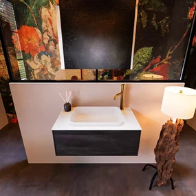 Mondiaz Erin 80cm badmeubel Antracite met 1 lade en witte wastafel midden 1 kraangat