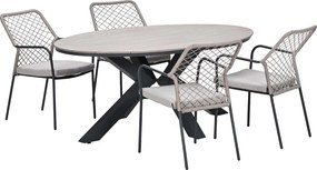 Garden Impressions Ross tuinset sand 5-delig - Tulli tuintafel 180x115 cm