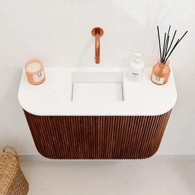 Mondiaz Joya 65cm toiletmeubel ronding links/rechts ruby met wastafel faye midden zonder kraangat talc