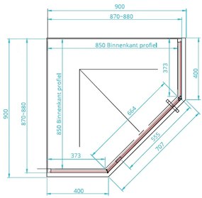 van Rijn ST04 vijfhoek douchecabine mat zwart 90x90cm