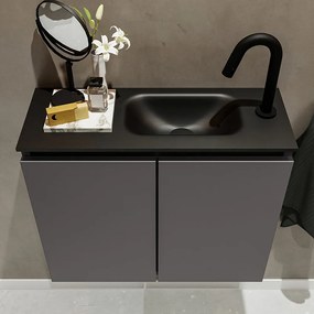 Mondiaz Ture 60cm toiletmeubel dark grey met wastafel urban rechts 1 kraangat