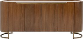Kare Design Giorgio Ovaal Dressoir Walnoot En Messing - 180x42x80cm.