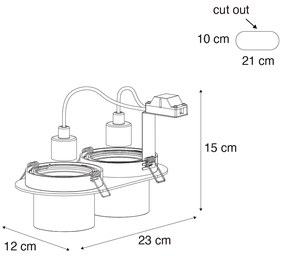 Afgeronde inbouwspot donkerbrons GU10 70mm kantelbaar 2-lichts - Installa Modern GU10 ovaal Binnenverlichting Lamp