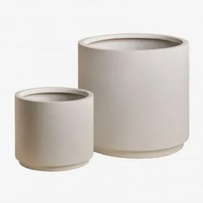 Set Van 2 Buitenpotten Ø25 Cm / Ø45 Cm In Polyresin Saturnus Wit - Sklum