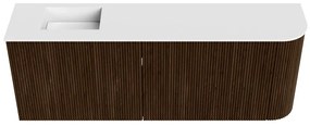Mondiaz Joya 110cm toiletmeubel ronding rechts walnut met wastafel faye links zonder kraangat talc