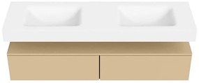 Zaro Alan badmeubel 160cm sand 2 lades met vrijhangende wastafel cloud dubbel 2 kraangaten talc