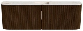 Mondiaz Joya DLux 125cm toiletmeubel ronding links/rechts walnut met wastafel faye midden 1 kraangat frappe