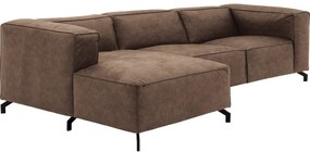 Goossens Bank Calvin bruin, micro leer, 3-zits, modern design
