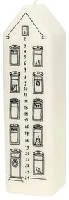 Adventskaars, huis, wit, 20 cm