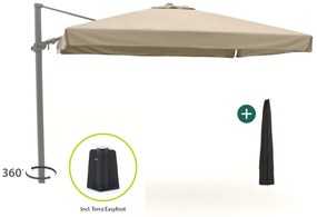 Parasol Shadowline Miami | Inclusief hoes | Vierkant | 300x300cm | Met draaihendel | Bruin | Kees Smit Tuinmeubelen