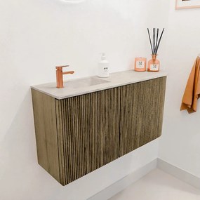 Mondiaz Joya DLux 80cm toiletmeubel ronding rechts dusk met wastafel faye links 1 kraangat ostra
