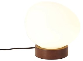 Japandi tafellamp hout met opaal glas - Sally