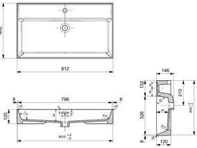 Plieger Kansas wastafel met 1 kraangat met overloop 80x46.6cm mat zwart