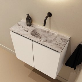 Mondiaz Ture DLux toiletmeubel 60cm talc met wastafel glace rechts zonder kraangat