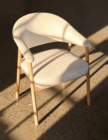 GARDA crème beige (stof Harmony 110) / natuurlijk eiken - GESTOFFEERDE STOEL VOOR WOONKAMER/EETKAMER