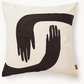 Handgeborduurd kussen Pose van biologisch katoen