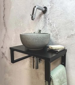Saniclear Lovi fonteinset met grijze waskom en chromen kraan voor in het toilet