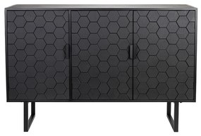 Dressoir Zwart Hout Hexagon - 135x36x90cm.