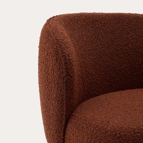 Kave Home Ulit Fauteuil Terracotta Boucle Met Houten Pootjes